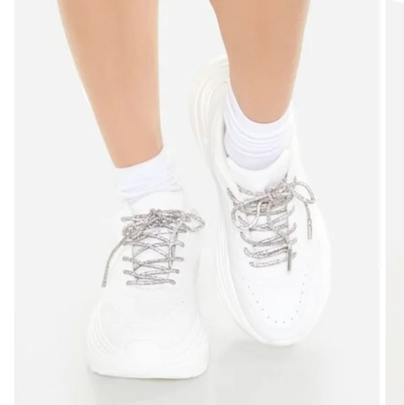 Forever 21 Glitter Lace-Up Platform Sneakers size 8 - Picture 1 of 13
